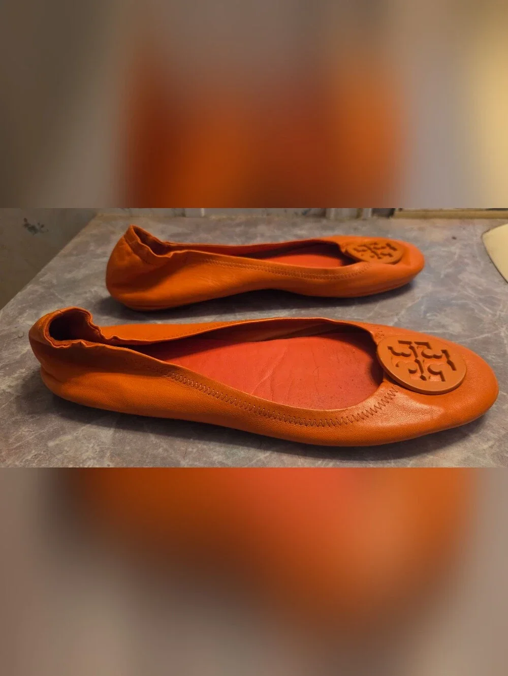 Tory Burch Women’s Orange Leather Ballet Flats
